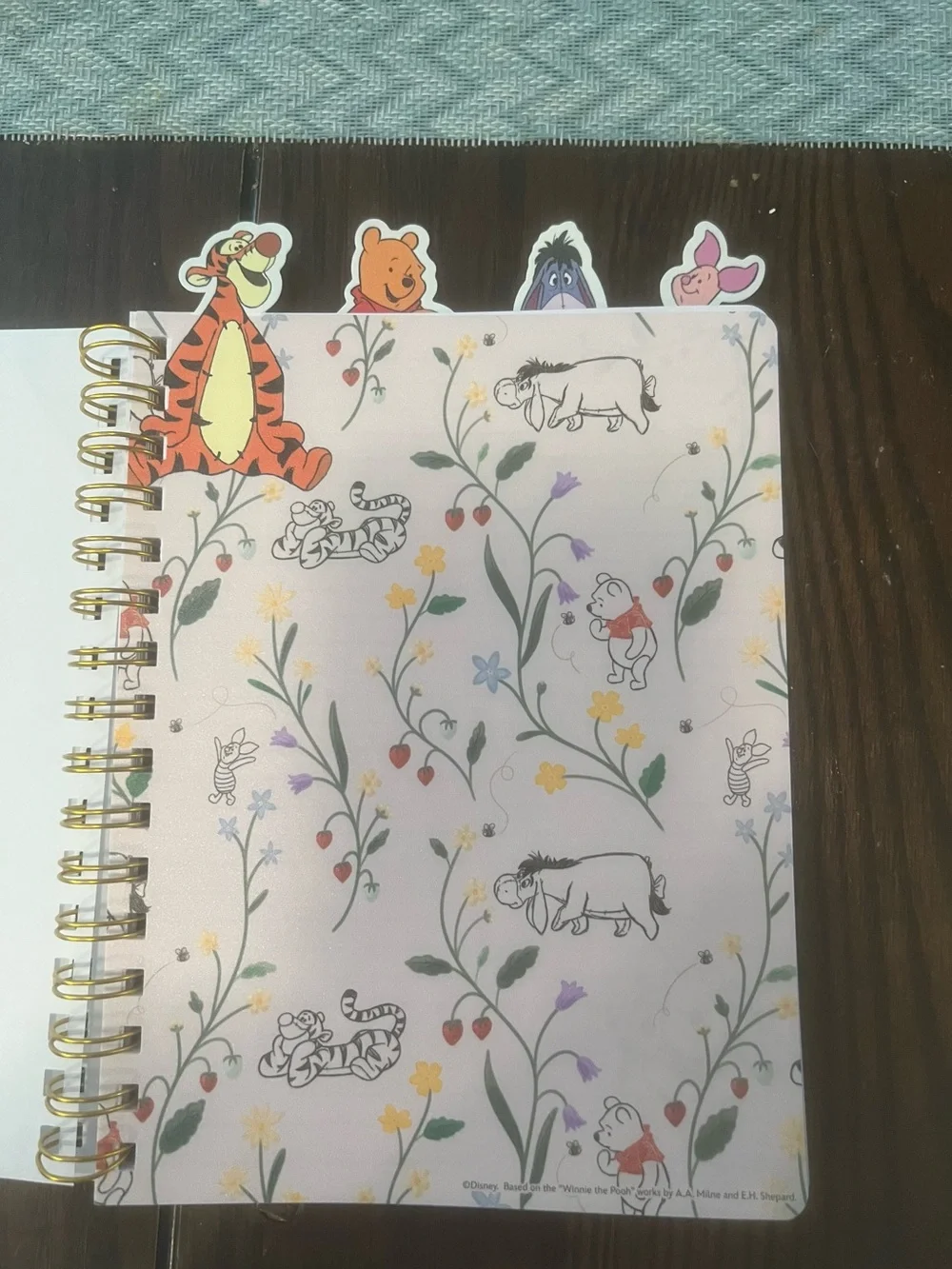 Disney Winnie the Pooh with Strawberries Spiral Tabbed Journal